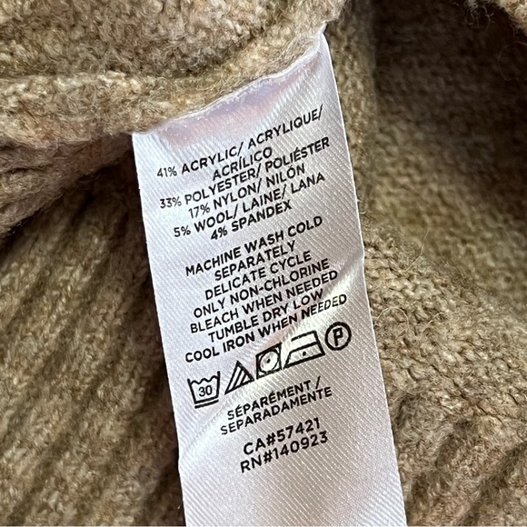 LOFT Wool Blend Fair Isle Crew Neck Sweater Size Small Beige Tan Pink - Picture 8 of 8